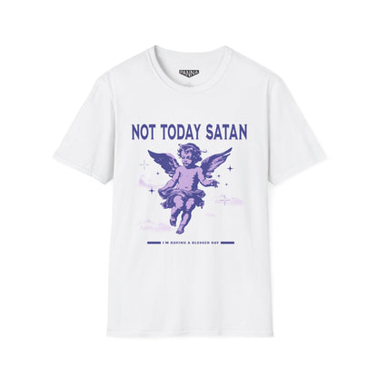 Not Today Satan t shirt mockup image for web white