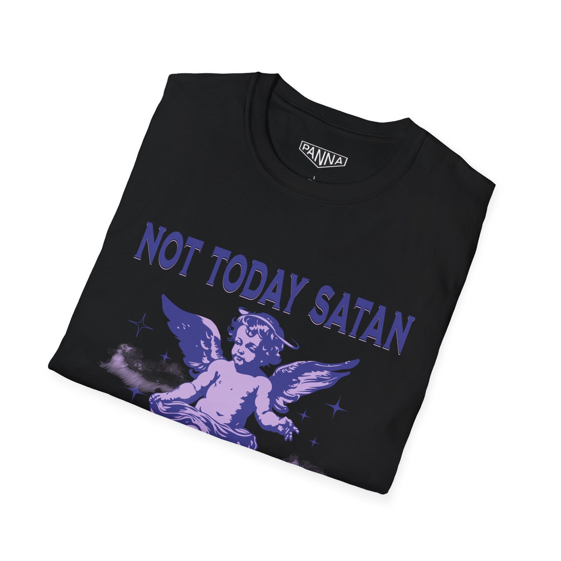 Not Today Satan t shirt mockup image for web folded