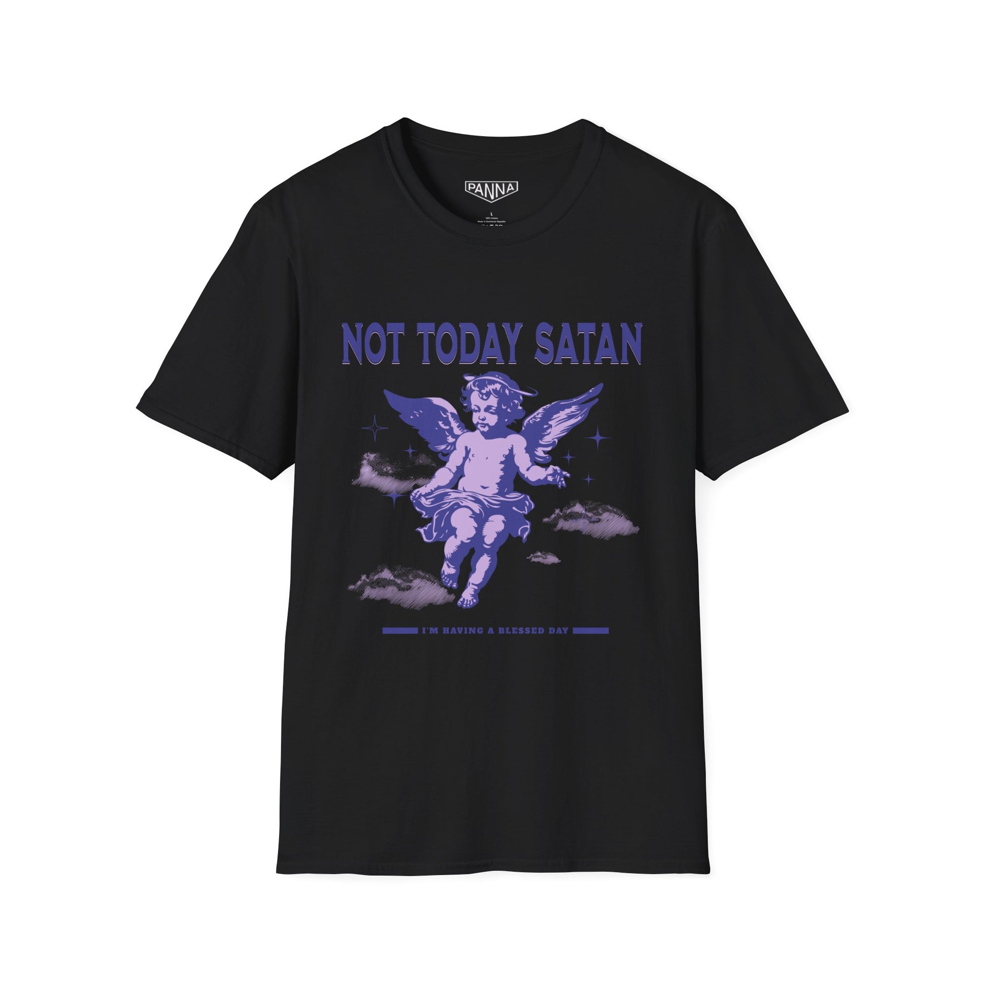 Not Today Satan t shirt mockup image for web black