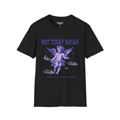 Not Today Satan t shirt mockup image for web black