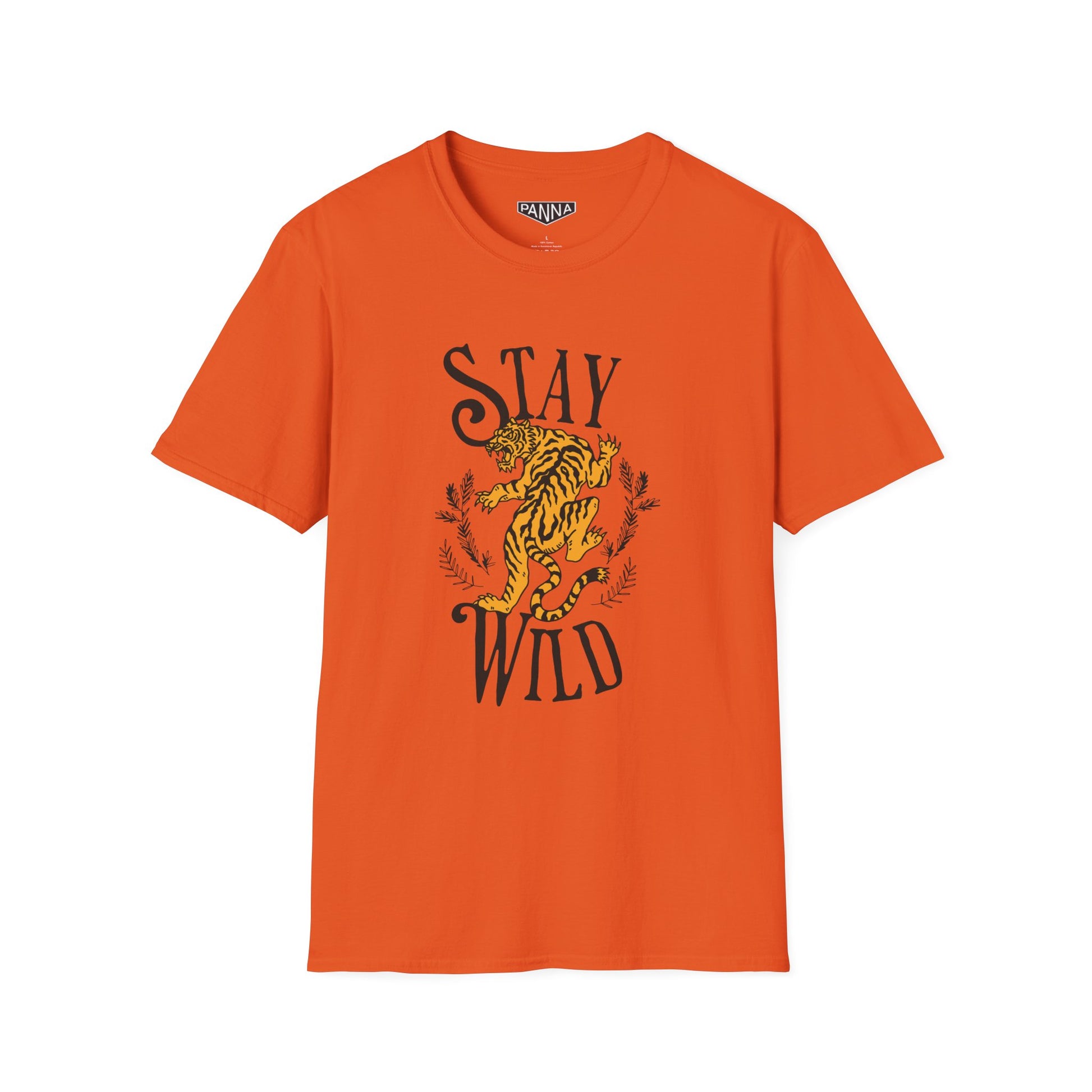 Stay wild folded t shirt image in orange