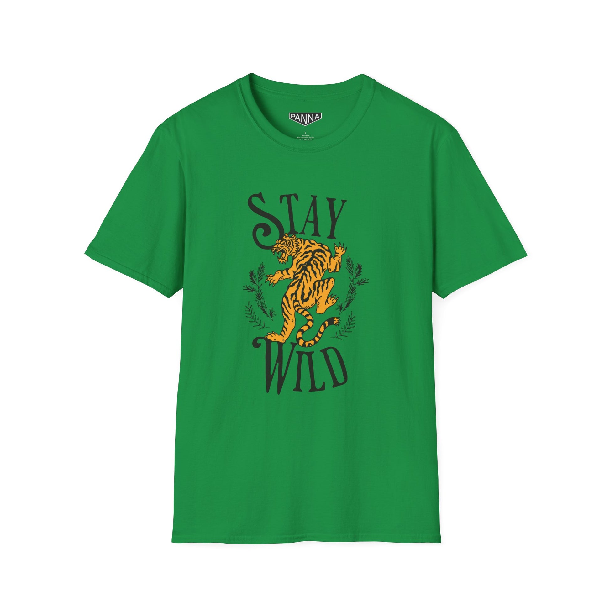 Stay wild folded t shirt image in green