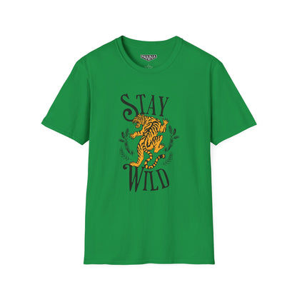 Stay wild folded t shirt image in green