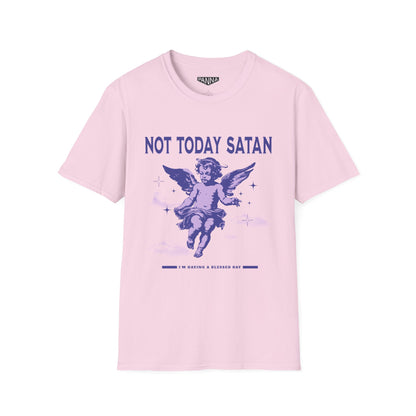 Not Today Satan t shirt mockup image for web pink